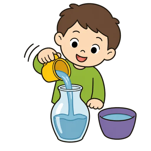 AAC-Piktogramm: Wasser in eine Vase wechseln