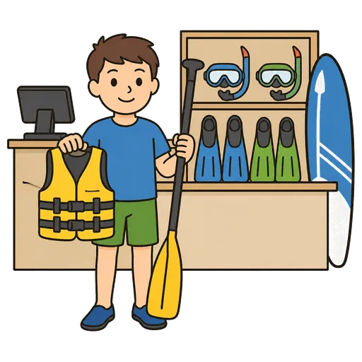 Pictogramme CAA : magasin de location d’équipements de sports nautiques