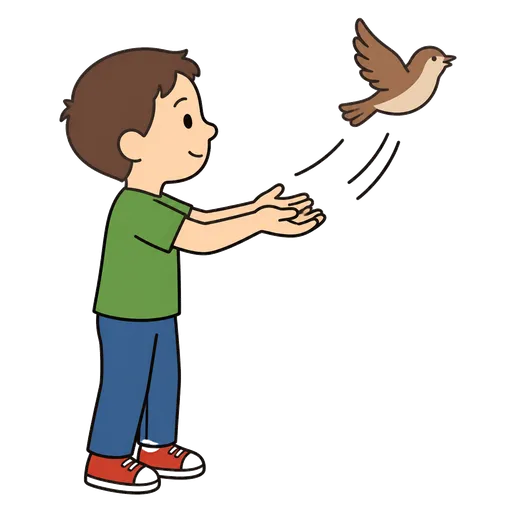 Pictograma CAA: soltar un pájaro de las manos