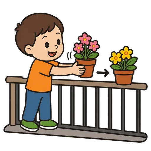 Piktogram AAC: wystawiać kwiaty na balkon