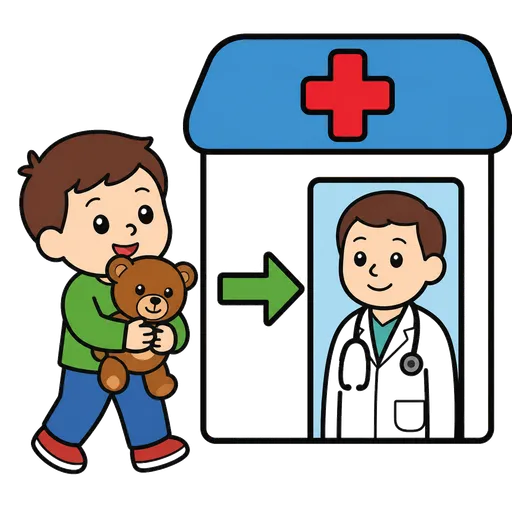 Pictograma CAA: llevar el osito de peluche al médico