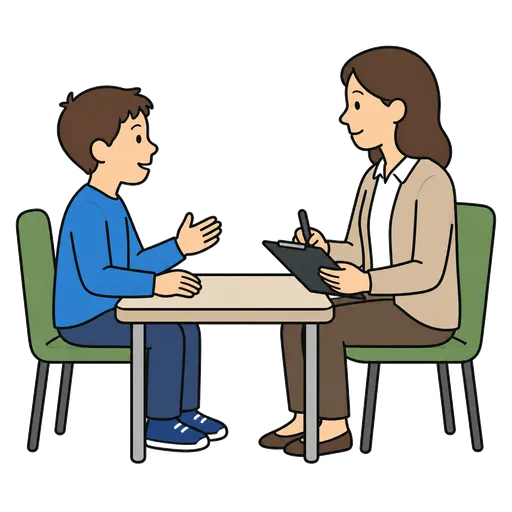 AAC-Piktogramm: Therapie bei einem Psychologen