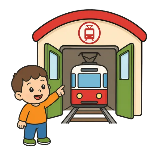 Piktogram AAC: zajezdnia tramwajowa