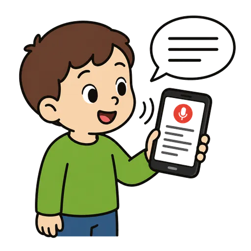 Piktogram AAK: přepis řeči (nahrávání z telefonu toho, co někdo říká)