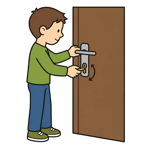 Pittogramma CAA: chiudi a chiave la porta con una chiave