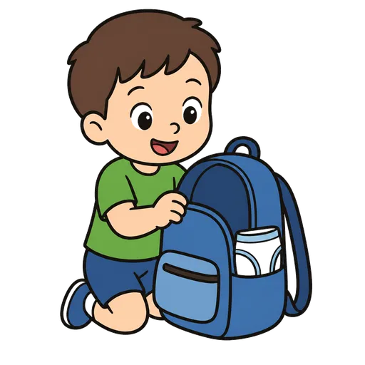 AAC-Piktogramm: Ersatzunterwäsche in einem Rucksack