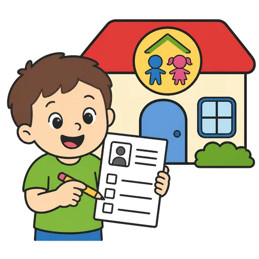 AAC-Piktogramm: Einschreibung in den Kindergarten