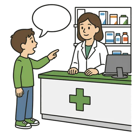 Piktogram AAC: zapytać farmaceuty