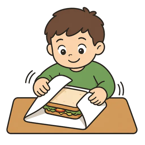 Pittogramma CAA: avvolgere un panino nella carta