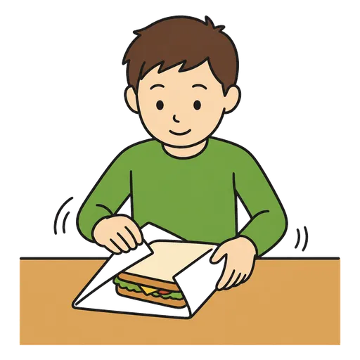 Pictograma CAA: envolver un sándwich en papel