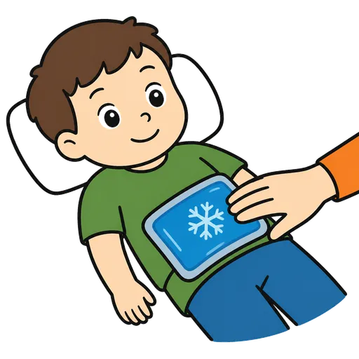Piktogram AAC: zimny żel na brzuchu