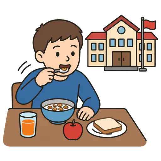 AAC-Piktogramm: Frühstück essen vor der Schule