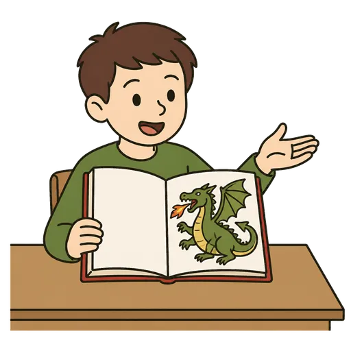 AAC-Piktogramm: fictional story about a dragon