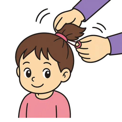 AAC-Piktogramm: Haare zu einem Zopf binden